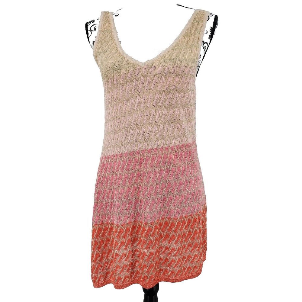White House Black Market Sleeveless Asymmetric Gold Peach Tank Top Medium New